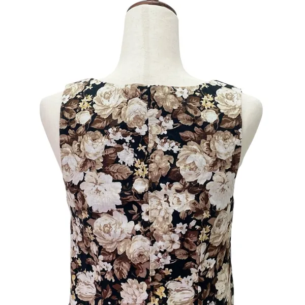 Abercrombie & Fitch Floral Linen Blend Mini Dress Brown Beige Roses Size Small - Image 9
