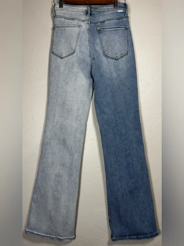 Risen Two-Tone High-Rise Flare Jeans Size 5/27 - Image 4