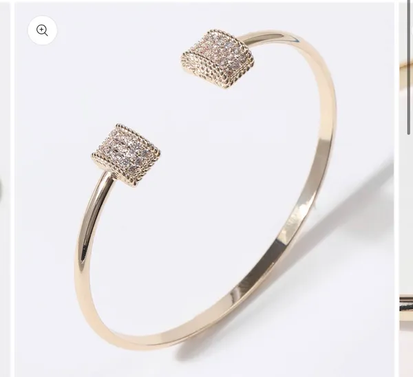 Bar Edge Gold Plated Cuff Bangle Bracelet - Image 2