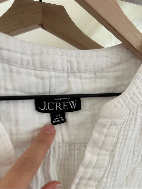 J.Crew V Neck Gauze Popover White Cotton Blouse Womens XS - Image 5