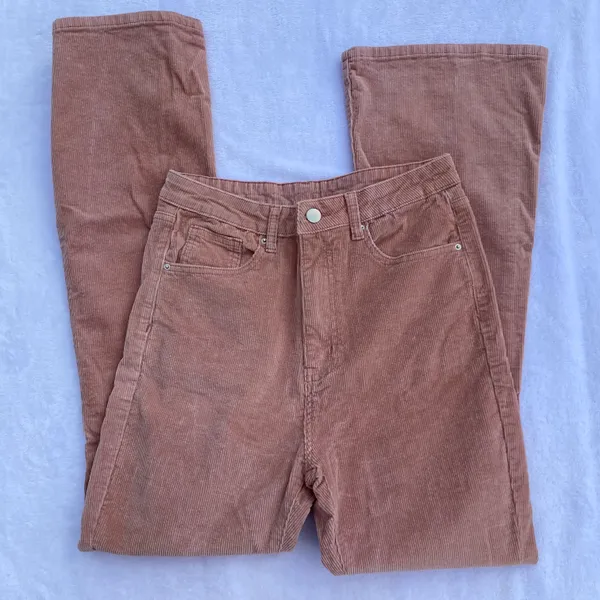 pink high waisted corduroy flare pants - Image 3