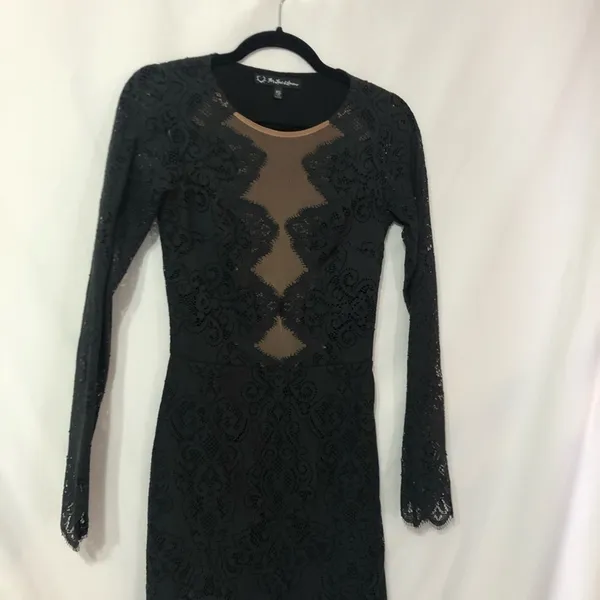 For Love & Lemons Black Lace Bodycon Ilusion Dress Womens XS Cocktail Mini - Image 4