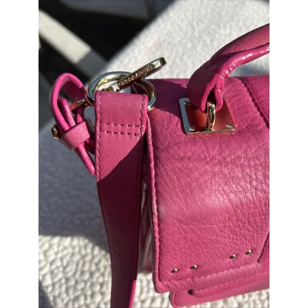 Vince Camuto Pink Pebbled Leather Crossbody Satchel Bag Gold Hardware Top Handle - Image 2