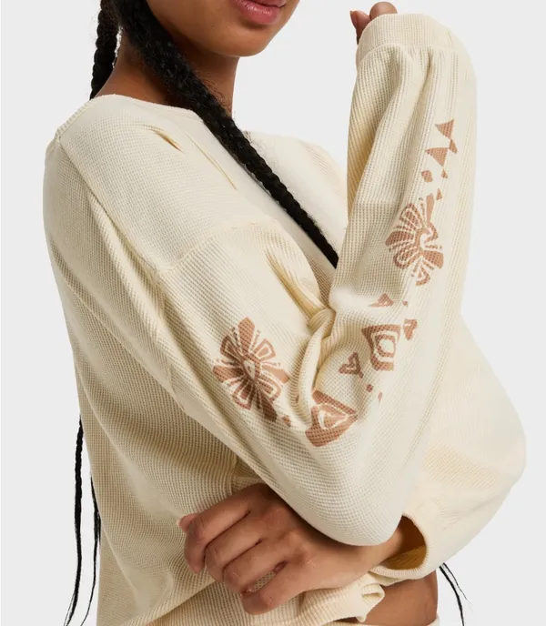 Roxy Women's Sandy Road Long Sleeve Top in Parchment size S NWT - Image 2