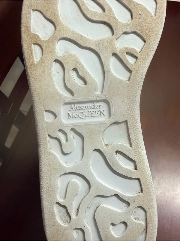 Alexander McQueen White Leather Platform Sneakers with Green Croc Heel - Image 12