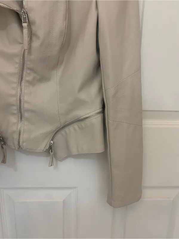 Blank NYC Faux Leather Moto Jacket in Vanilla Latte - Image 9