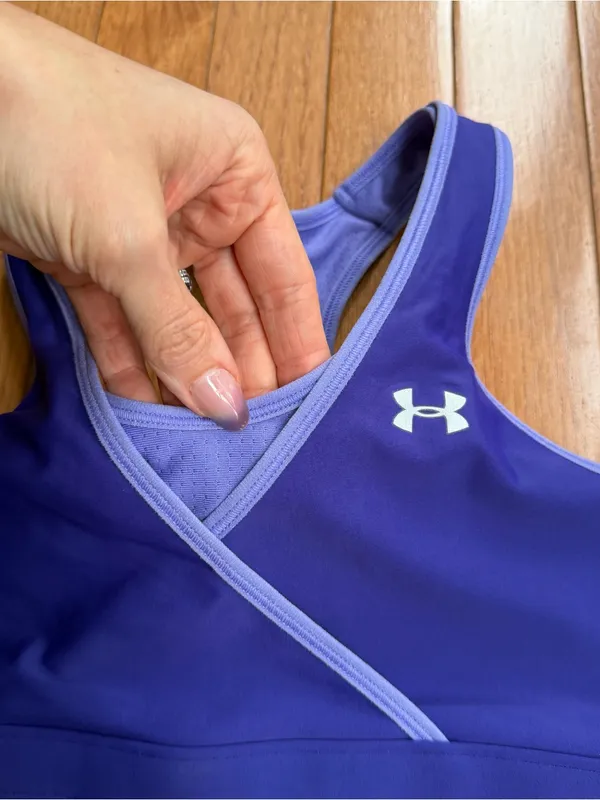 Under Armour Reversible Sports Bra Periwinkle Lavender Purple Mesh Medium M - Image 3