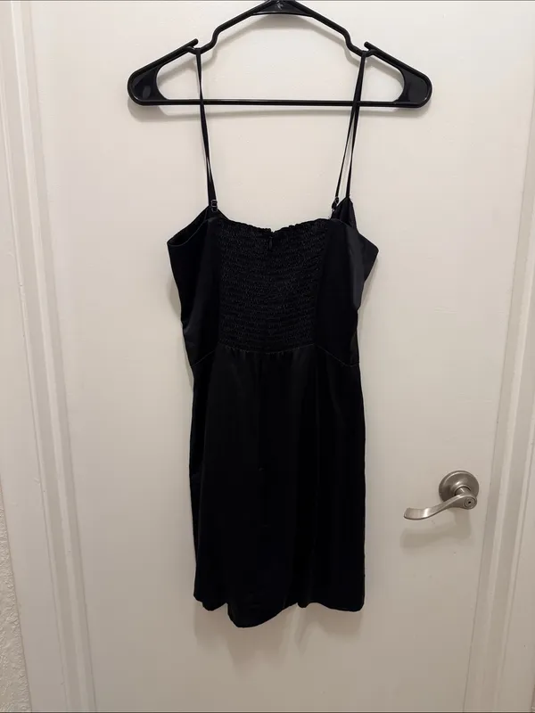 Reformation Black Silk Mini Dress - Image 3