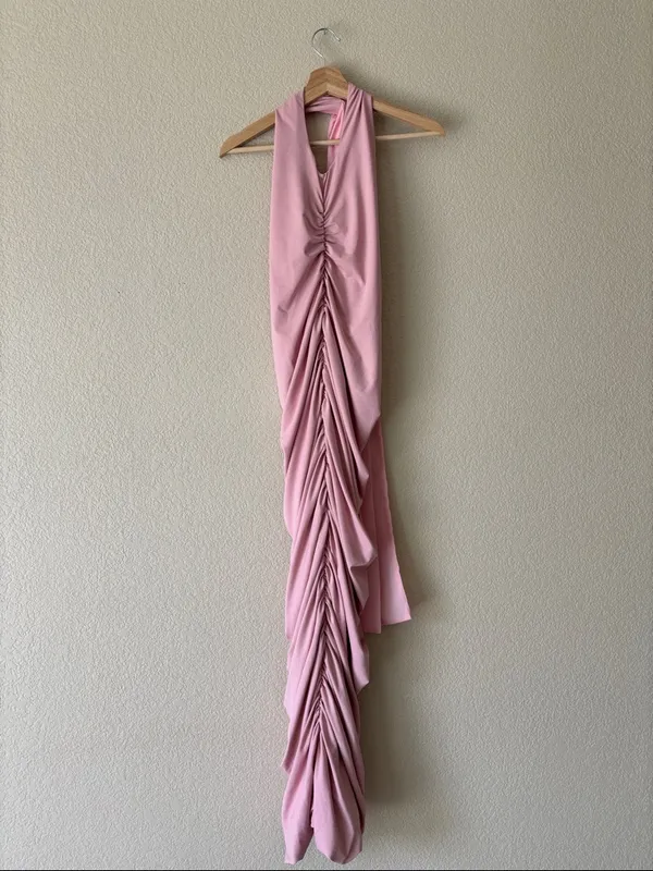 Petal & Pup Reia One Shoulder Body Con Dress w/ Ruched Sides, Draping Scarf- NWT - Image 5