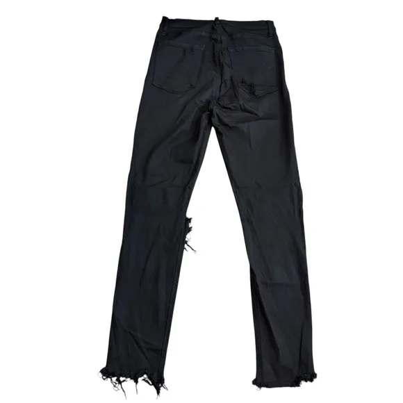 Reformation Size 29 High Rise Frayed Hem Jeans Black Distressed Stretch‎ Grunge - Image 9