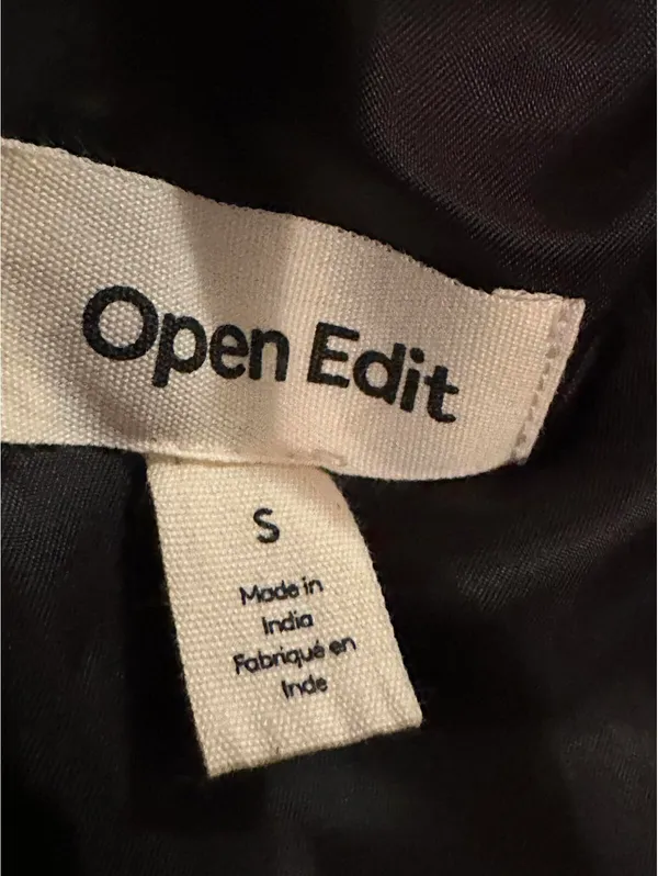 Open Edit Black Women's Jacket with Faux Fur Collar - Image 3