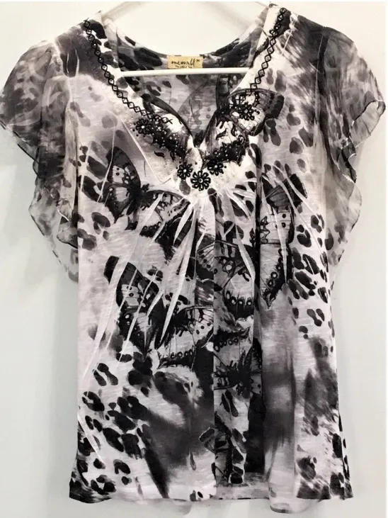 One World "Live & Let Live" Butterfly Flutter Top – Size XL - Image 7