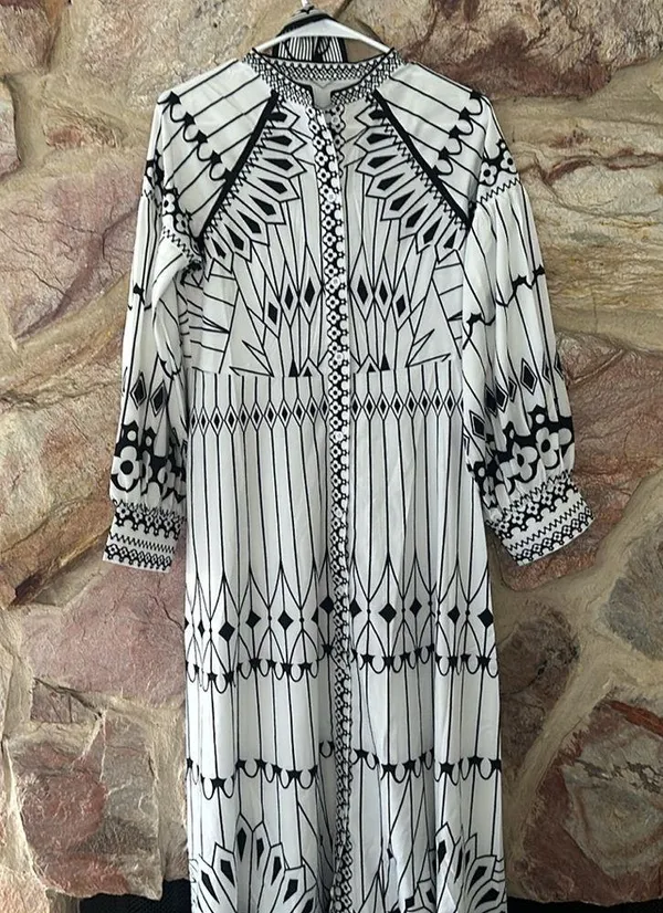 Commense Boheme Stand Collar Split Dress size xs Black - Image 3