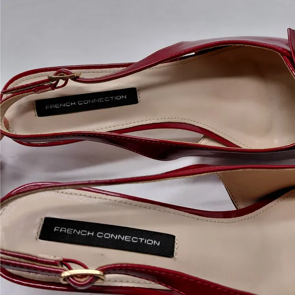 French Connection Slingback Heels Womens Size 10 Red Patent Pointed Toe Pumps - Image 8