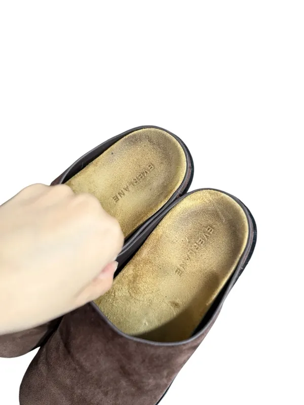 EVERLANE Suede Leather Brown Slip On Mules Clogs - Image 9