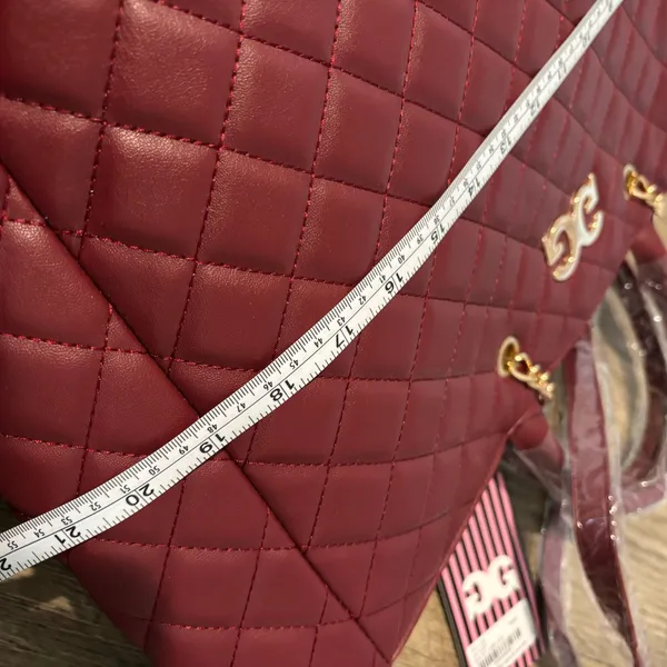 Gilda Paris large quilted tote bag in a wine color NWT $199 - Image 6