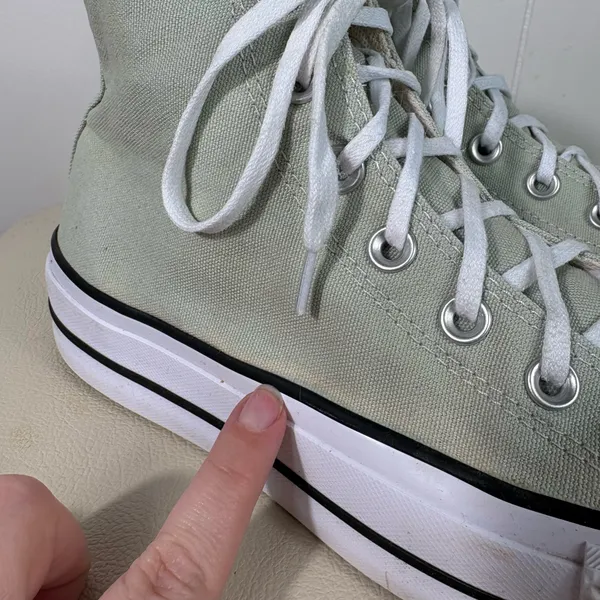 Converse Women's Light Green High Top Lace Up Canvas Sneakers 7.5 Casual Summer - Image 2