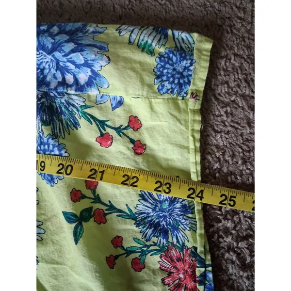 LOFT Yellow 100% Cotton Floral Ruffle Sleeve Blouse L Spring 23 - Image 9