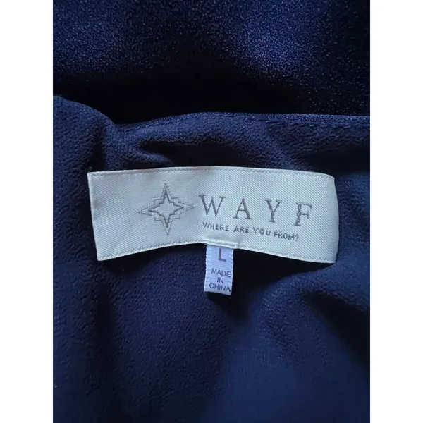 WAYF Women's Spaghetti Strap Wide Leg Sweetheart Neck Navy Jumpsuit Size Large - Image 7