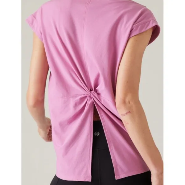 Athleta M Outbound Twist Tee Shirt Top Supima Cotton Size Medium Maritima Pink - Image 2