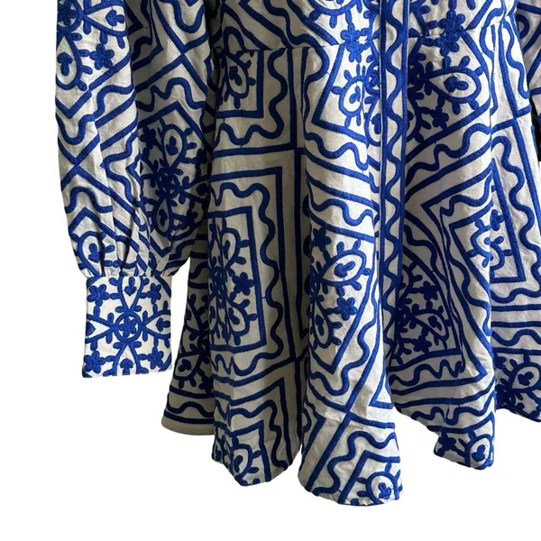 Sézane NWT Alizia Dress Sz 38 Linen Cotton Blend Texuted Embroidered - Image 13
