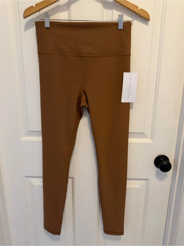 ATHLETA Elation Ultra High Rise Rib Tight Legging Walnut Brown Size Medium - Image 5