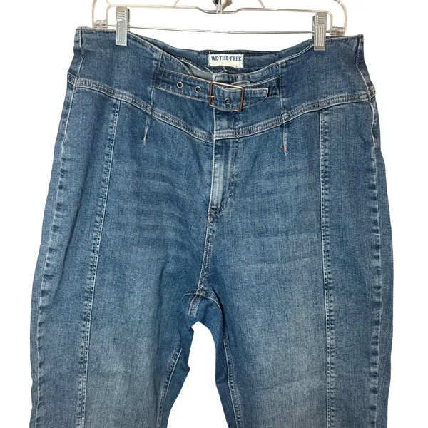 Free People Belted Front Seam Loose Fit Jeans Dark Wash Size‎ 34 - Image 2