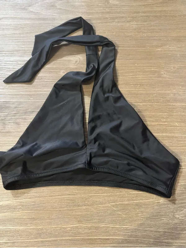 aerie Black V-Neck Halter Bikini Small Top Medium Bottom - Image 2