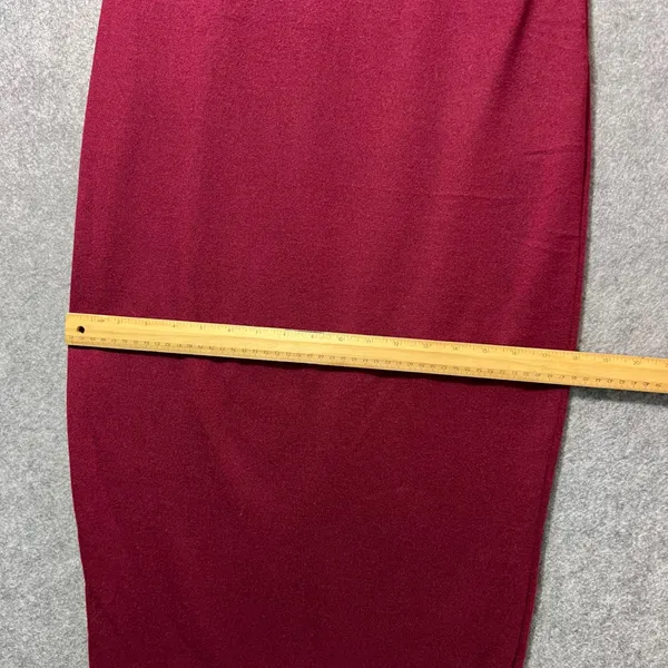 GO Couture Burgundy‎ knit Maxi Pencil Skirt Size L Stretchy Pull On - Image 5