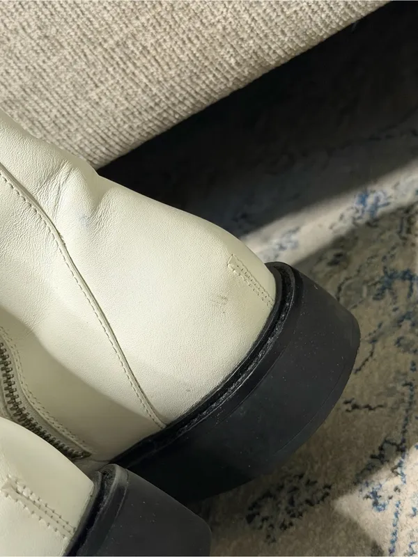 Tory Burch Double-T Combat Boot White Leather - Image 8