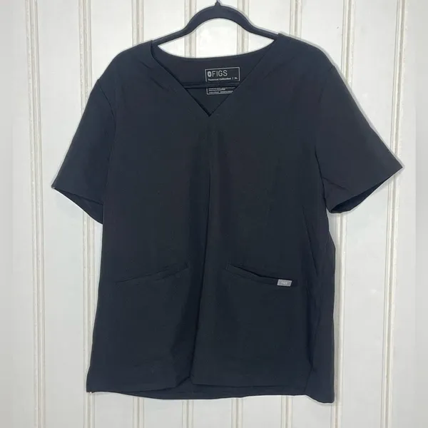 FIGS Technical Collection Black V-Neck Scrub Top Womens XL Short Sleeve 588 - Image 2