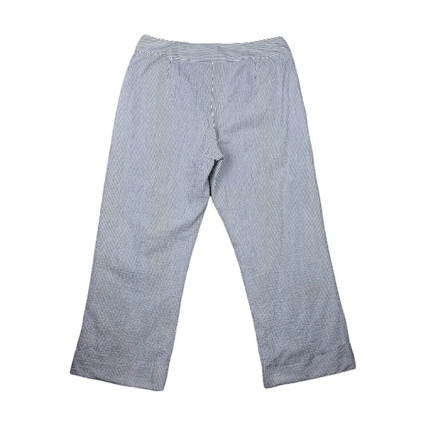 Pendleton Gray and White Seersucker Straight Leg Trousers Size 10 Cuffed Stripes - Image 7