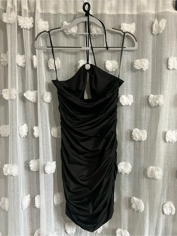 Princess Polly Black Ruched Halter Bodycon Dress - Image 2