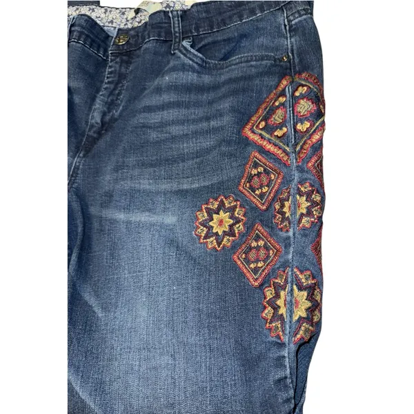 Vintage America Boho Southwestern Embroidered Jeans Women's 12 Hippie Aztec - Image 3