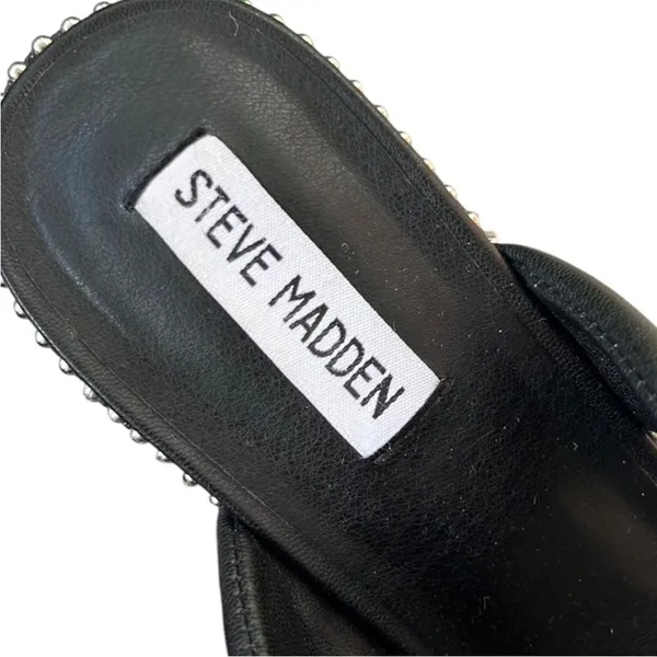 EUC Steve Madden Harper Heeled Studded Sandals Black Silver Size 9.5 - Image 7