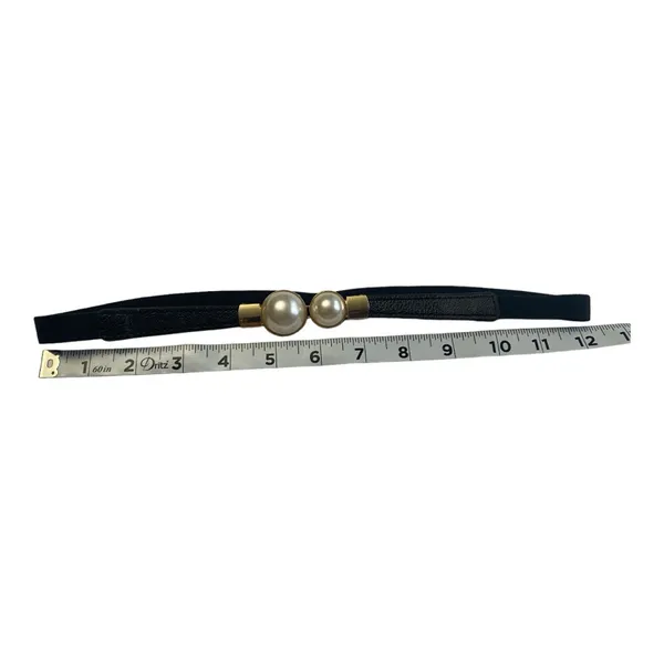 Thin Double Faux Pearl Buckle Solid Color PU Leather‎ Waist Thin Belt One Size - Image 10