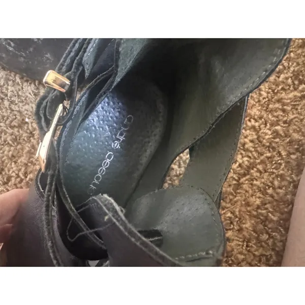 Andre Assous Black Leather Cutout Ankle Booties Buckle Strap Made in Spain Sz 40 - Image 7