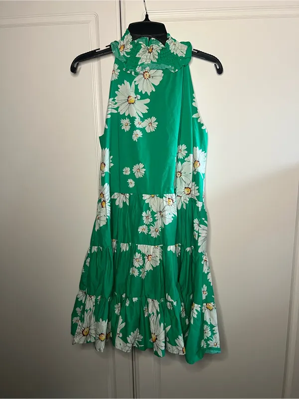Alexia Admor Molly Green Daisy Floral Halter Tiered Mini Dress - Image 3