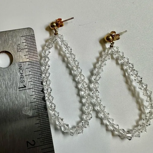 Clear crystal drop earrings - Image 5
