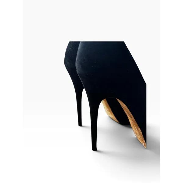 Jimmy Choo Platform Pumps 39.5 Black Suede Stiletto Heels Classic Luxury - Image 4