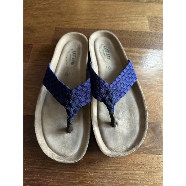 Eastland Ophella Sandals Thongs Cork Flip Flops Purple Braided Size 9 Women’s - Image 3