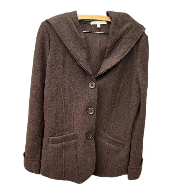 A. Giannetti size S boiled wool cardigan with hood. - Image 2