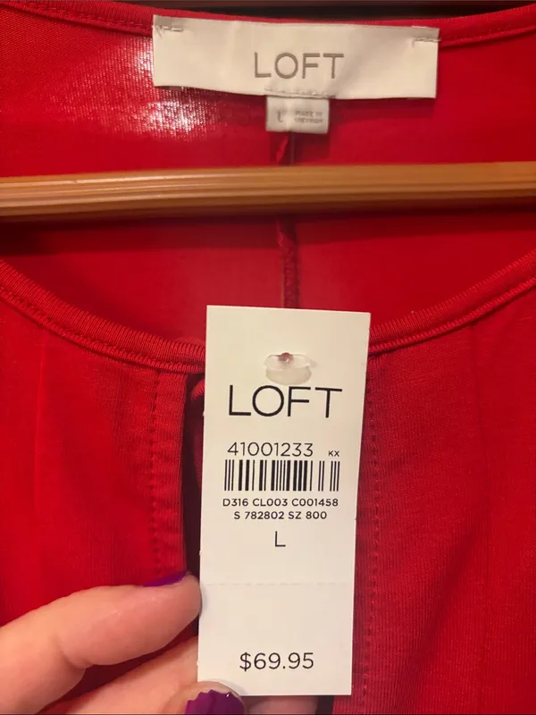 NWT Loft Red Tie Front Swing Dress - Size L - Image 4