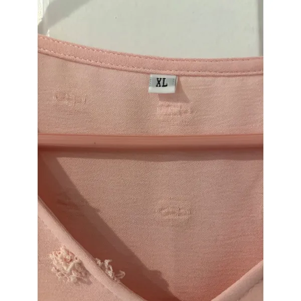 Womens‎ Blush Pink Textured Dot Tunic Top V Neck Short Sleeve Casual XL - Image 2
