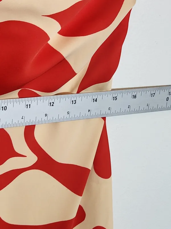 House of Harlow Red and Cream Tropical Print Satin Strapless Maxi Dress Size Med - Image 7