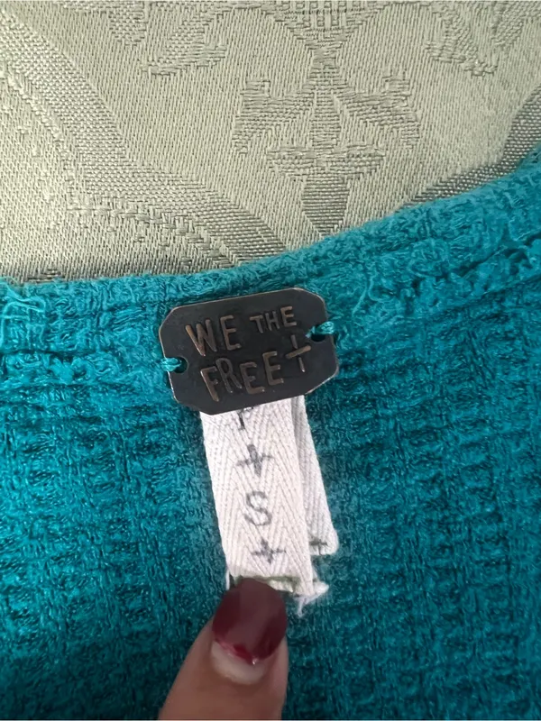 We The Free Teal Layered V-Neck Long Sleeve Top - Image 3