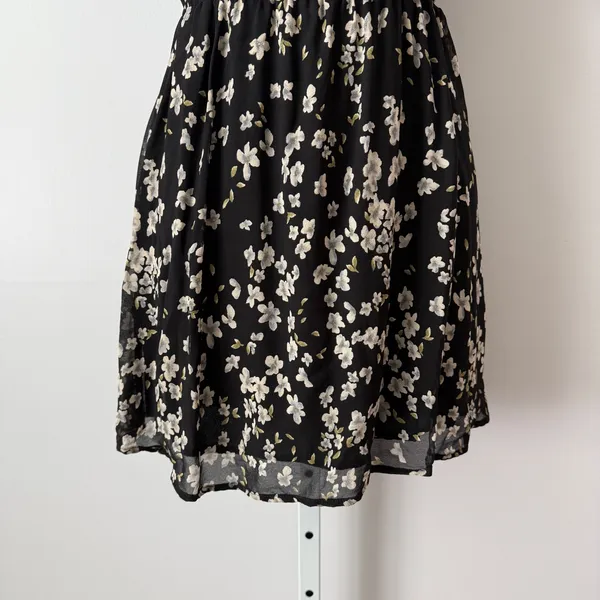 Reformation S Black Cottage Fairy 90s Soft Girl‎ Floral Mini Dress Summer - Image 3