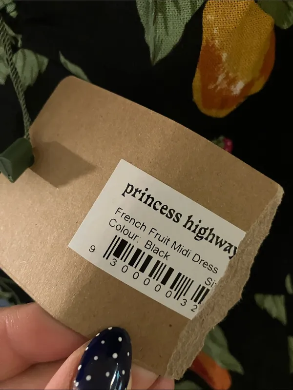 Princess Highway Black French Fruit Midi Dress Size Small NWT - Image 3
