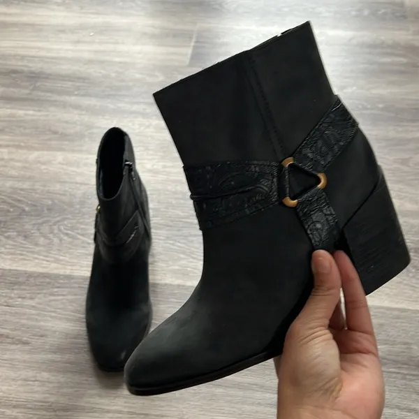 Vionic Carnelia Black Leather Ankle Boots Waterproof Booties with Buckle 7 - Image 2
