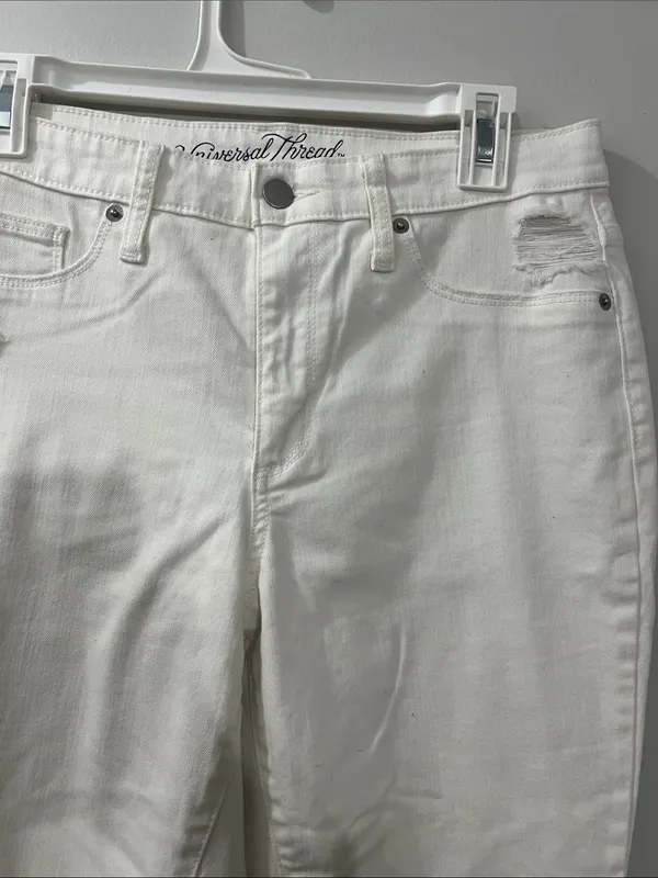 Universal Thread White Distressed Cropped Ankle Jeans - Image 3